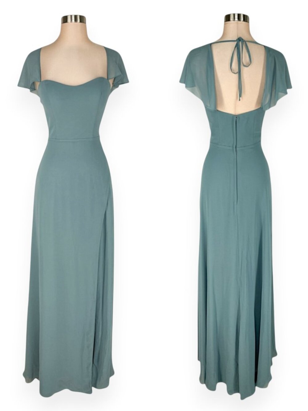 Morilee Mori Lee Deep Sea Chiffon Flutter Sleeve Gown Dress Bridesmaid NWT New 4